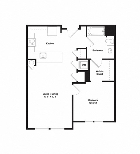 a floor plan of a house with a bedroom and a living room